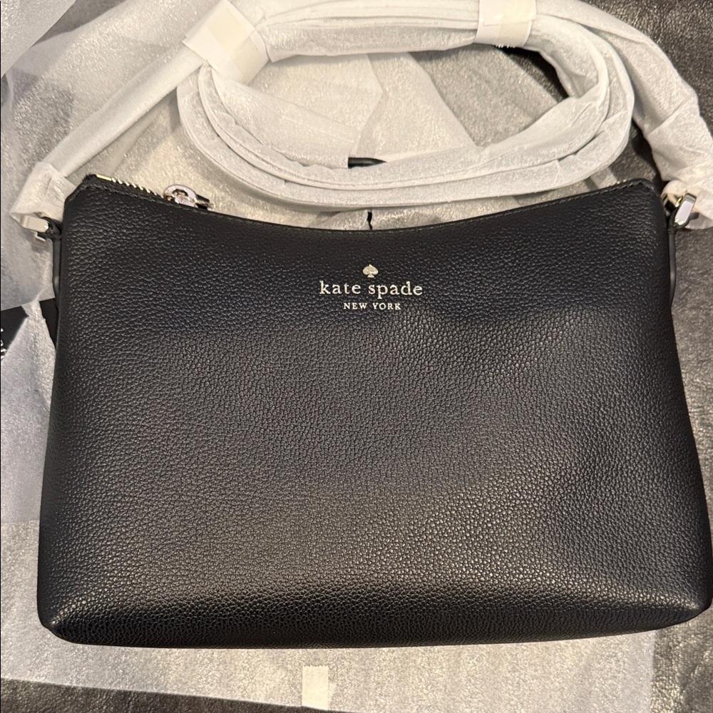 Kate Spade Elegant Black Pebbled Leather Crossbody Bag NWT